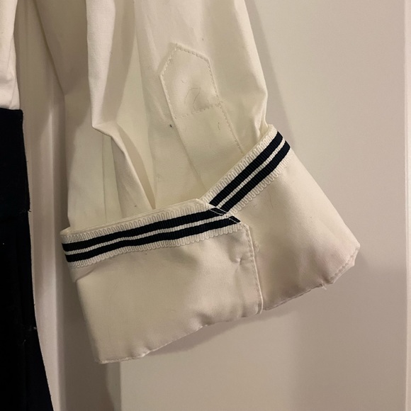 Eliza J Navy and White Pleated Skirt Ruffle Dress - Picture 9 of 10